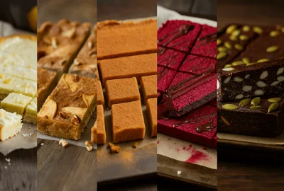 5 different flavored homemade protein bars